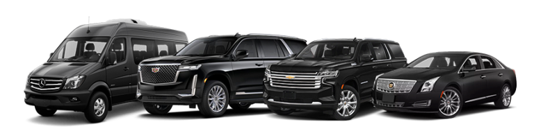 The 1st Choice fleet: Mercedes sedan, Cadillac Escalade, Chevy Suburban and Mercedes Sprinter