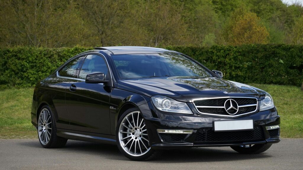 Black Mercedes executive sedan