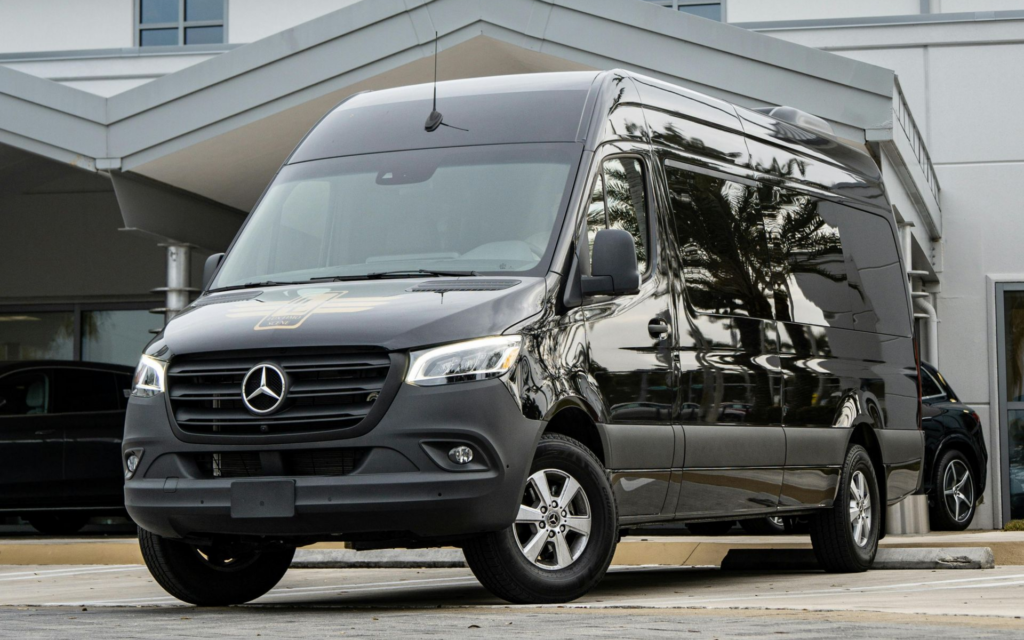 Black Mercedes Sprinter van